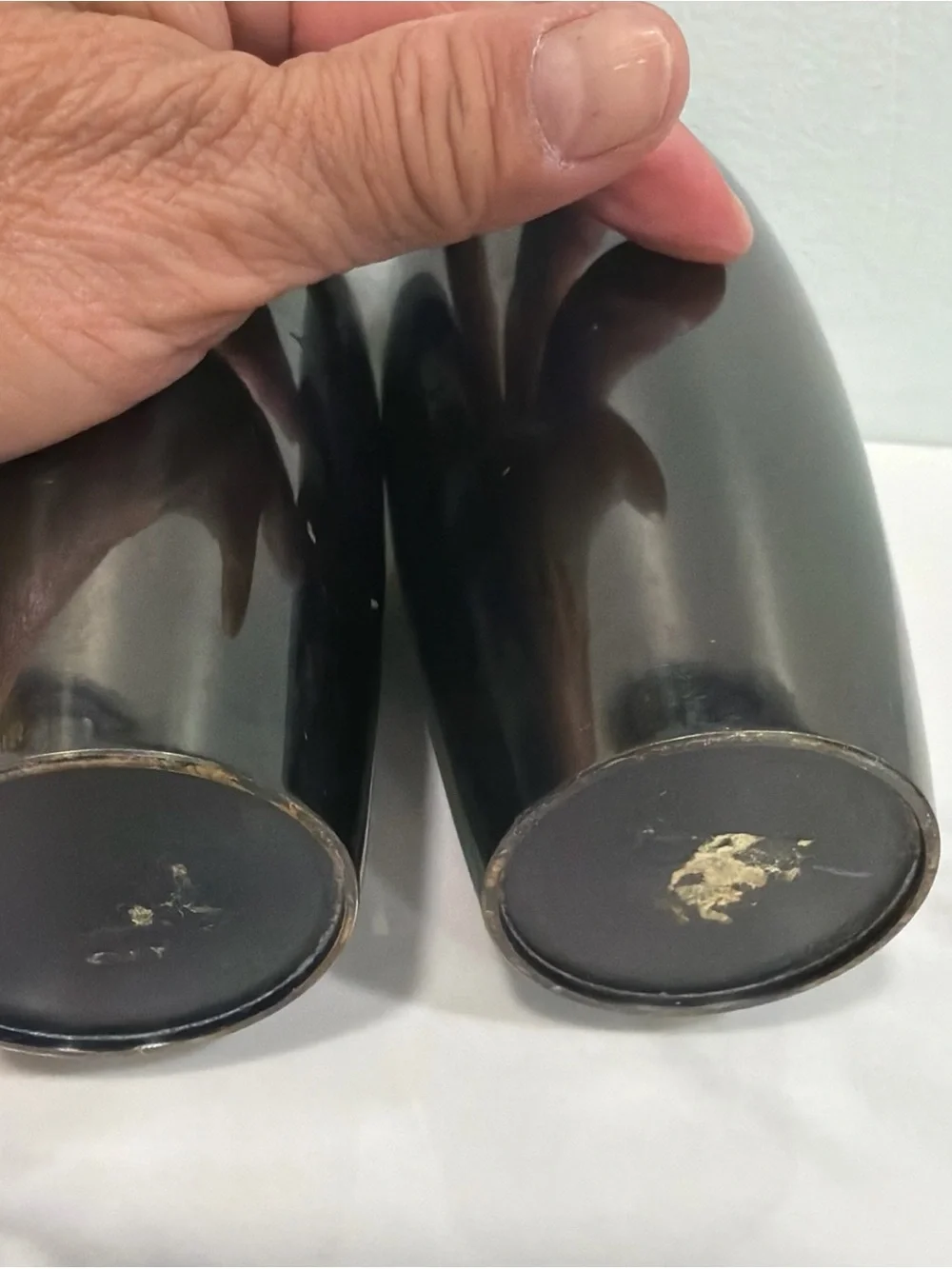 Black and Gold Decorative Ceramic Vases - Pair